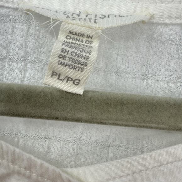 Eileen Fisher White Windowpane Weave Button Up 3/4 Sleeve Top Size PL/PG Minimal - Picture 8 of 11